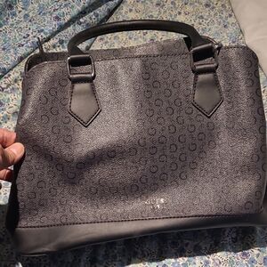 GUESS Black Logo-Print Satchel